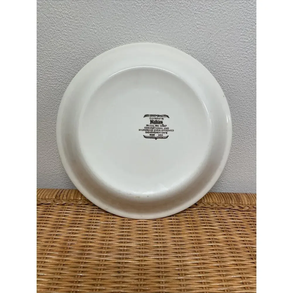 Vintage Watkins Cherry Pie Recipe Ceramic Plate Farmhouse Country